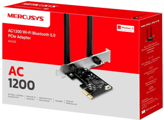 PCIe Wi-Fi és Bluetooth 5.0 Mercusys MA30E