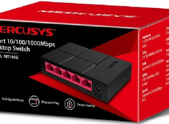 5 portos Gigabit switch Mercusys MS105G 